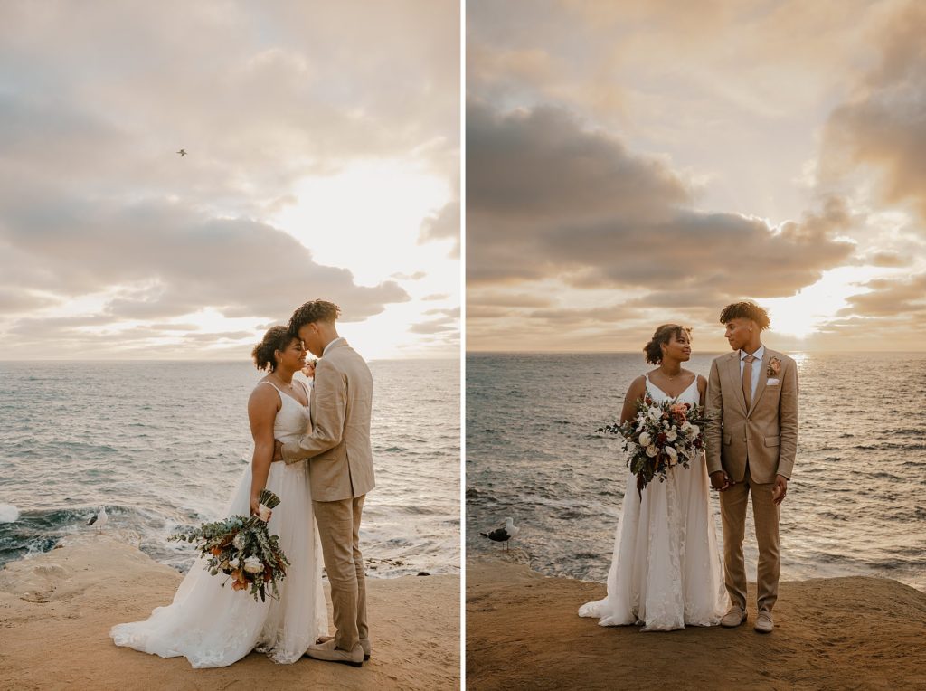 Bride and groom pose for san diego wedding photo
