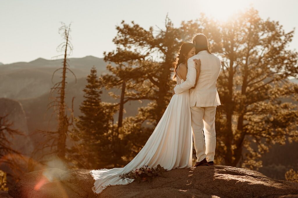 couple has quiet moment during their yosemite elopement